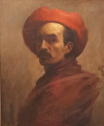 Autoretrato con sombrero rojo