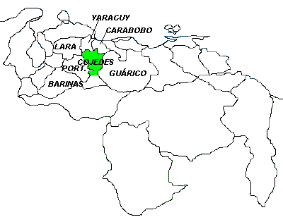 Ubicación geográfica de Cojedes en Venezuela