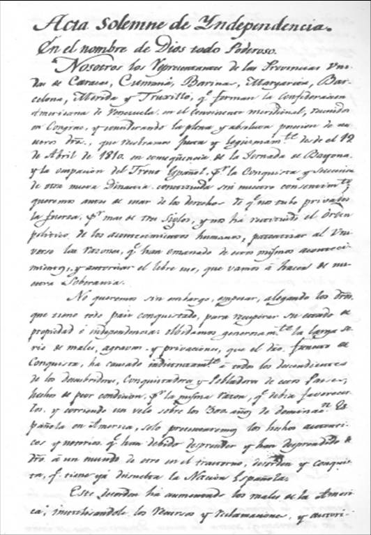 acta de independencia Feliz día de la declaración de la independencia Venezuela