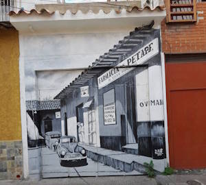 Mural que representa una calle antigua de Petare