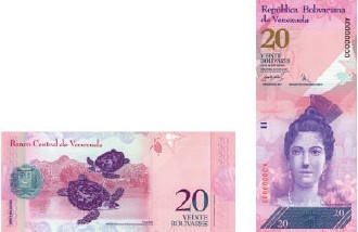 Billete de 20 bol&iacute;vares