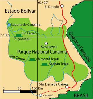 Mapa Parque Nacional Canaima